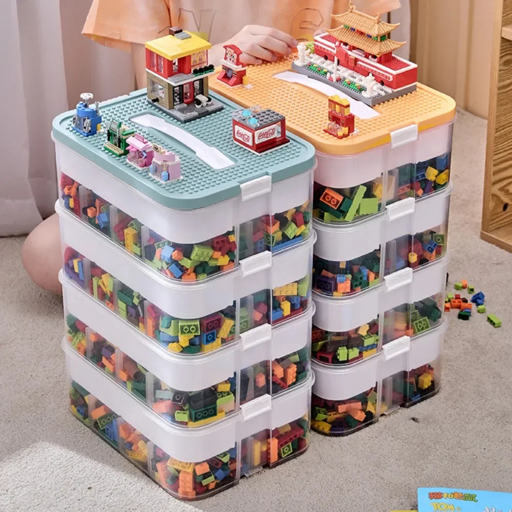 Stackable Building Block Storage Box, Transparent Plastic Storage Boxes, Dustproof Moisture proof, Kids Lego Educational
