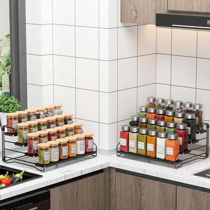 Spice Rack Countertop, Space-Saving Storage for Herb Jars, Wall Mounted Kitchen Cabinet Holder, Tidy Seasoning Organizer