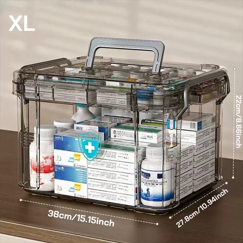 Plastic First Aid Box Empty Clear Medicine Organizer With Tray Thickened Medicine Container Chest F 6