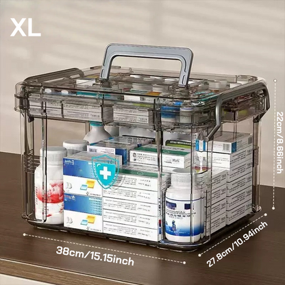 Plastic First Aid Box Empty Clear Medicine Organizer With Tray Thickened Medicine Container Chest F 6