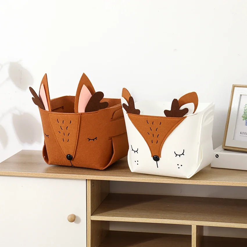 Cute Cartoon Animal DIY Storage Box Felt Fabric Foldable Storage Basket For Nursery Toys Organizers 2