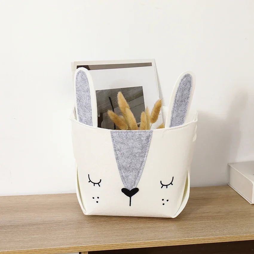 Cute Cartoon Animal DIY Storage Box Felt Fabric Foldable Storage Basket For Nursery Toys Organizers 3