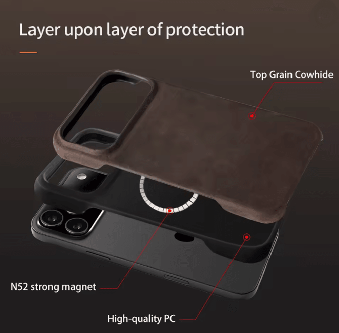 Genuine Leather Magnetic Case For IPhone 17 And 16 Series 3