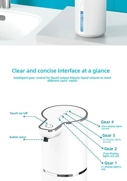 Automatic Touchless Foaming Soap Dispenser  350ml USB Rechargeable Electric Dispenser With 4Level A 10