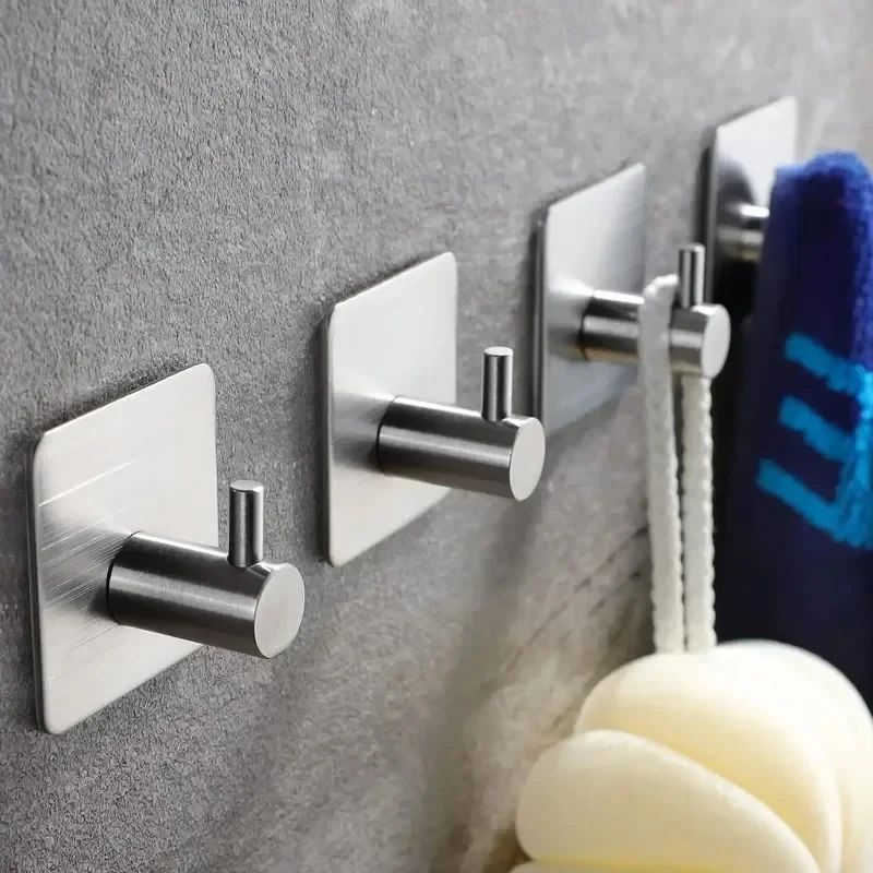 Stainless Steel Antirust Wall Hooks  SelfAdhesive Towel  Clothes Rack For Home Kitchen  Bathroom St 1