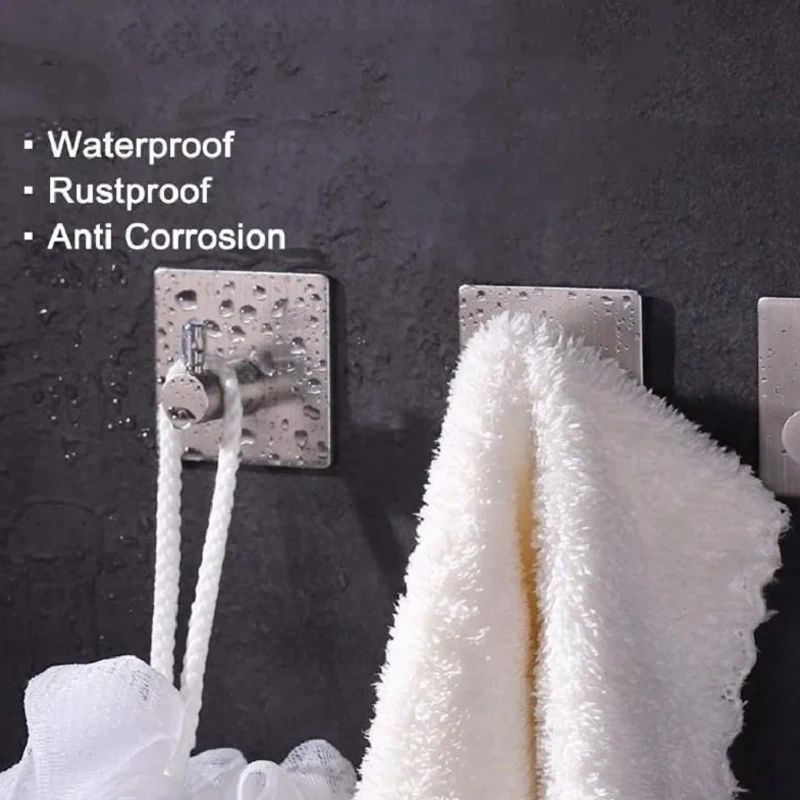 Stainless Steel Antirust Wall Hooks  SelfAdhesive Towel  Clothes Rack For Home Kitchen  Bathroom St 3