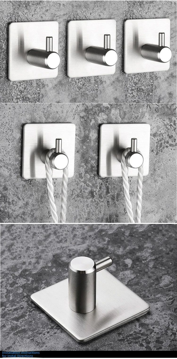 Stainless Steel Antirust Wall Hooks  SelfAdhesive Towel  Clothes Rack For Home Kitchen  Bathroom St 8
