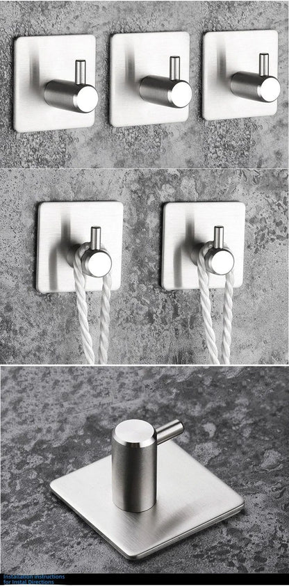 Stainless Steel Antirust Wall Hooks  SelfAdhesive Towel  Clothes Rack For Home Kitchen  Bathroom St 8