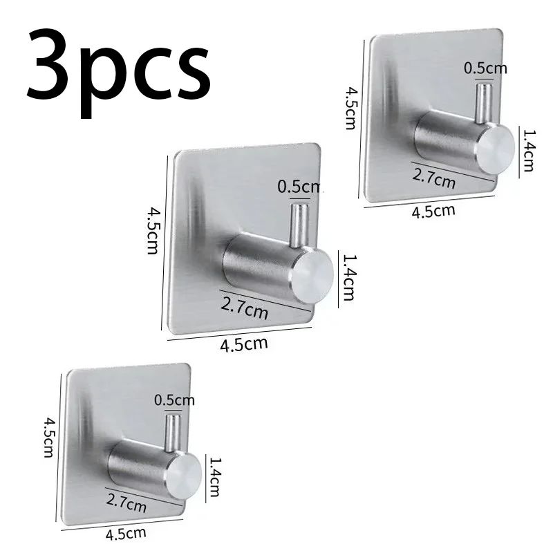 Stainless Steel Antirust Wall Hooks  SelfAdhesive Towel  Clothes Rack For Home Kitchen  Bathroom St 14