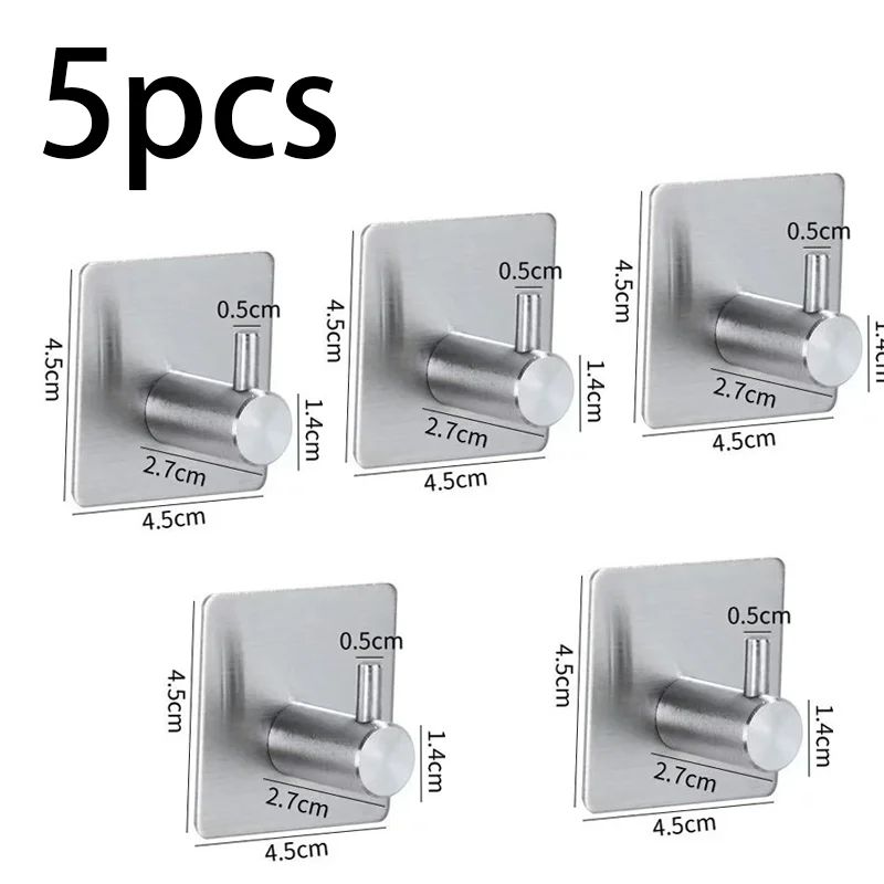 Stainless Steel Antirust Wall Hooks  SelfAdhesive Towel  Clothes Rack For Home Kitchen  Bathroom St 17