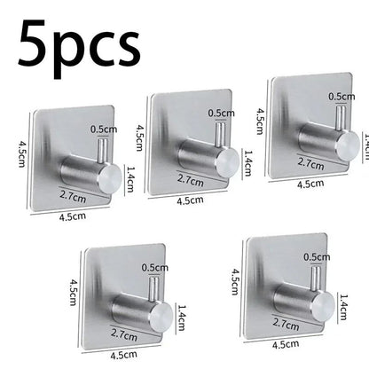 Stainless Steel Antirust Wall Hooks  SelfAdhesive Towel  Clothes Rack For Home Kitchen  Bathroom St 17