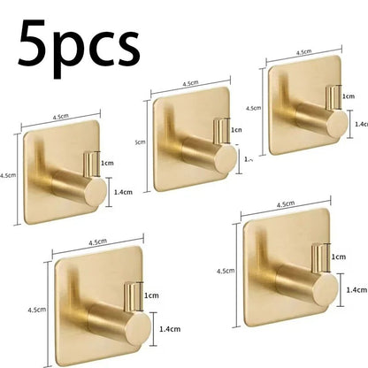 Stainless Steel Antirust Wall Hooks  SelfAdhesive Towel  Clothes Rack For Home Kitchen  Bathroom St 18