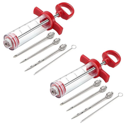 Premium Stainless Steel BBQ Meat Injector  BBQ Marinade Syringe Kit  3Needle Flavor Infusion Tool 7