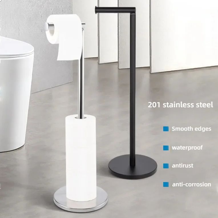 Stainless Steel FloorMounted Paper Towel  Toilet Paper Holder  Single Pole Bathroom  Kitchen Standi 10