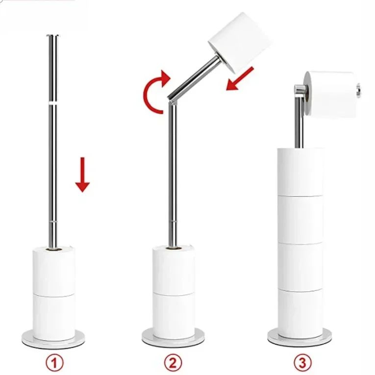 Stainless Steel FloorMounted Paper Towel  Toilet Paper Holder  Single Pole Bathroom  Kitchen Standi 12