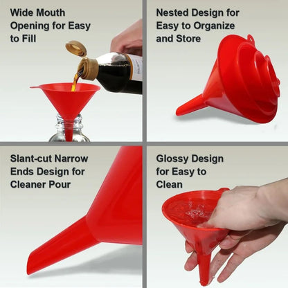AllinOne Kitchen  Home Kitchen Funnel Set  4 Sizes Plastic Funnels For Liquid Transfer Funnels 2