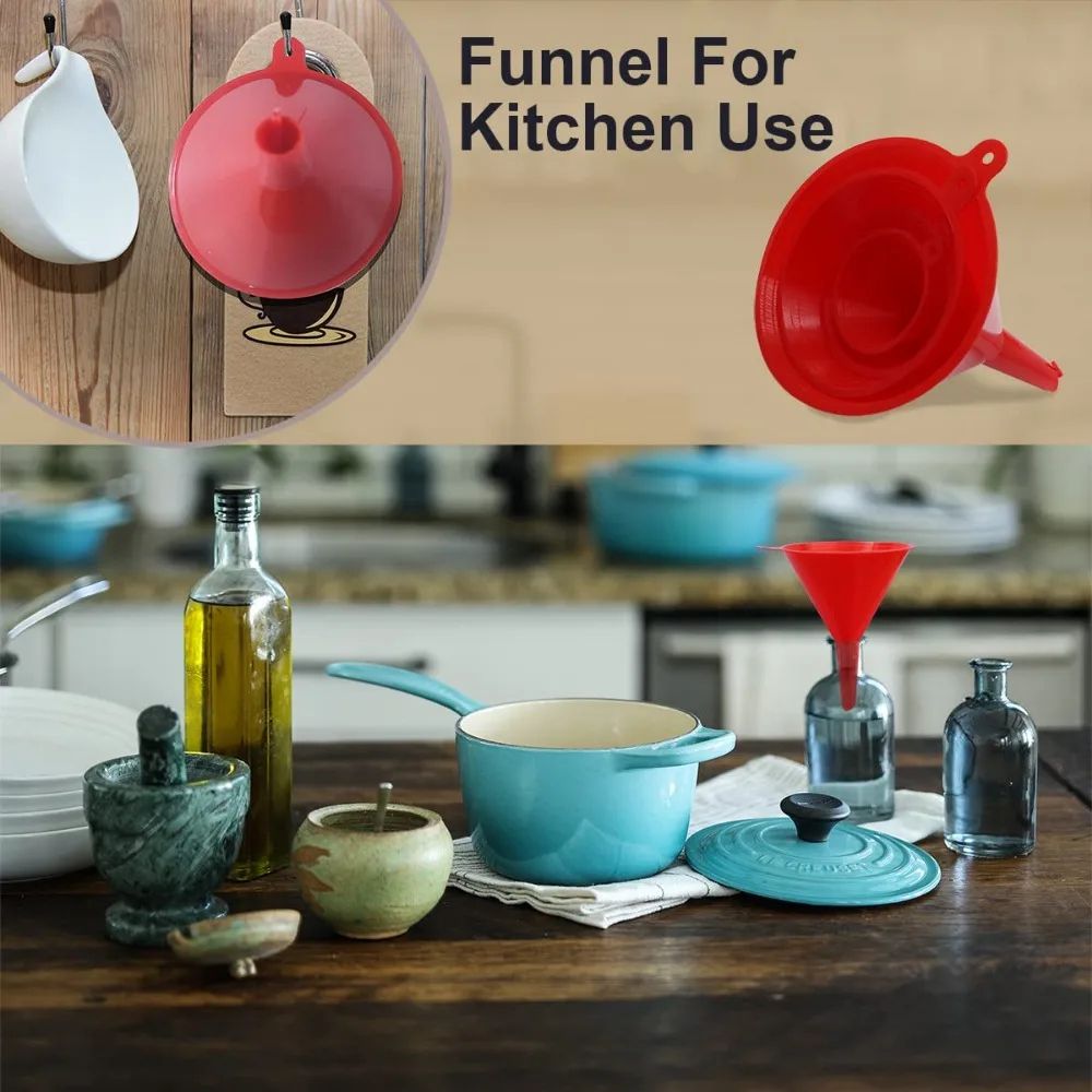 AllinOne Kitchen  Home Kitchen Funnel Set  4 Sizes Plastic Funnels For Liquid Transfer Funnels 3