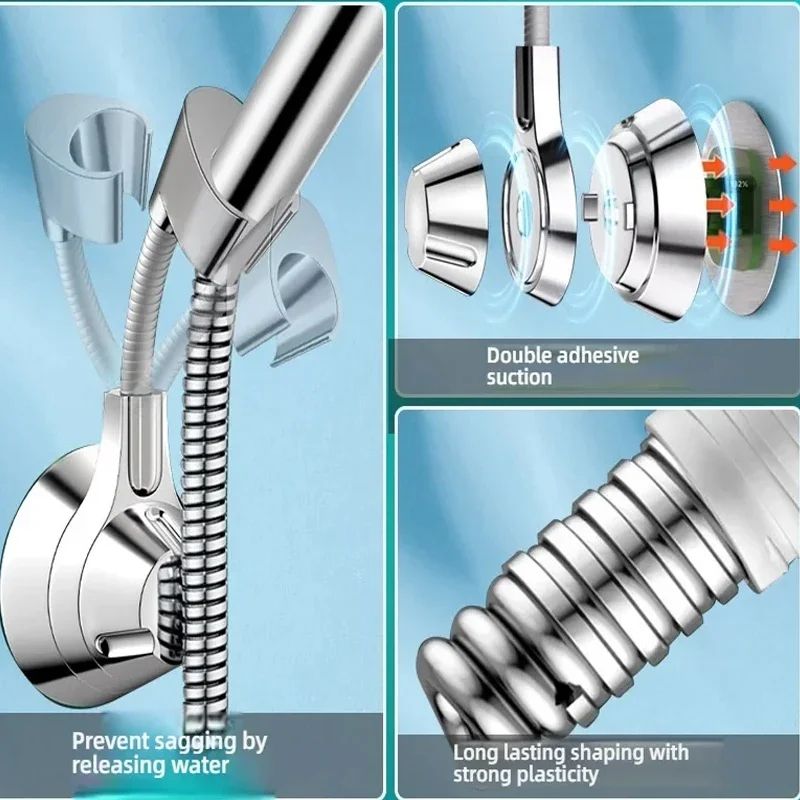 Adjustable Suction Cup Shower Head Holder  PunchFree Handheld Shower Bracket With MultiAngle Rotati 1