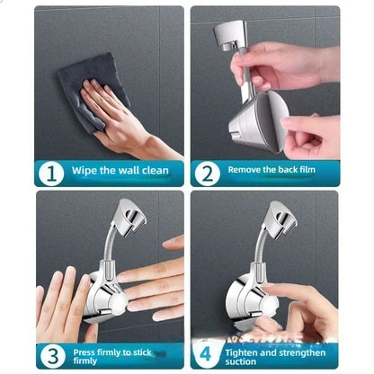Adjustable Suction Cup Shower Head Holder  PunchFree Handheld Shower Bracket With MultiAngle Rotati 5