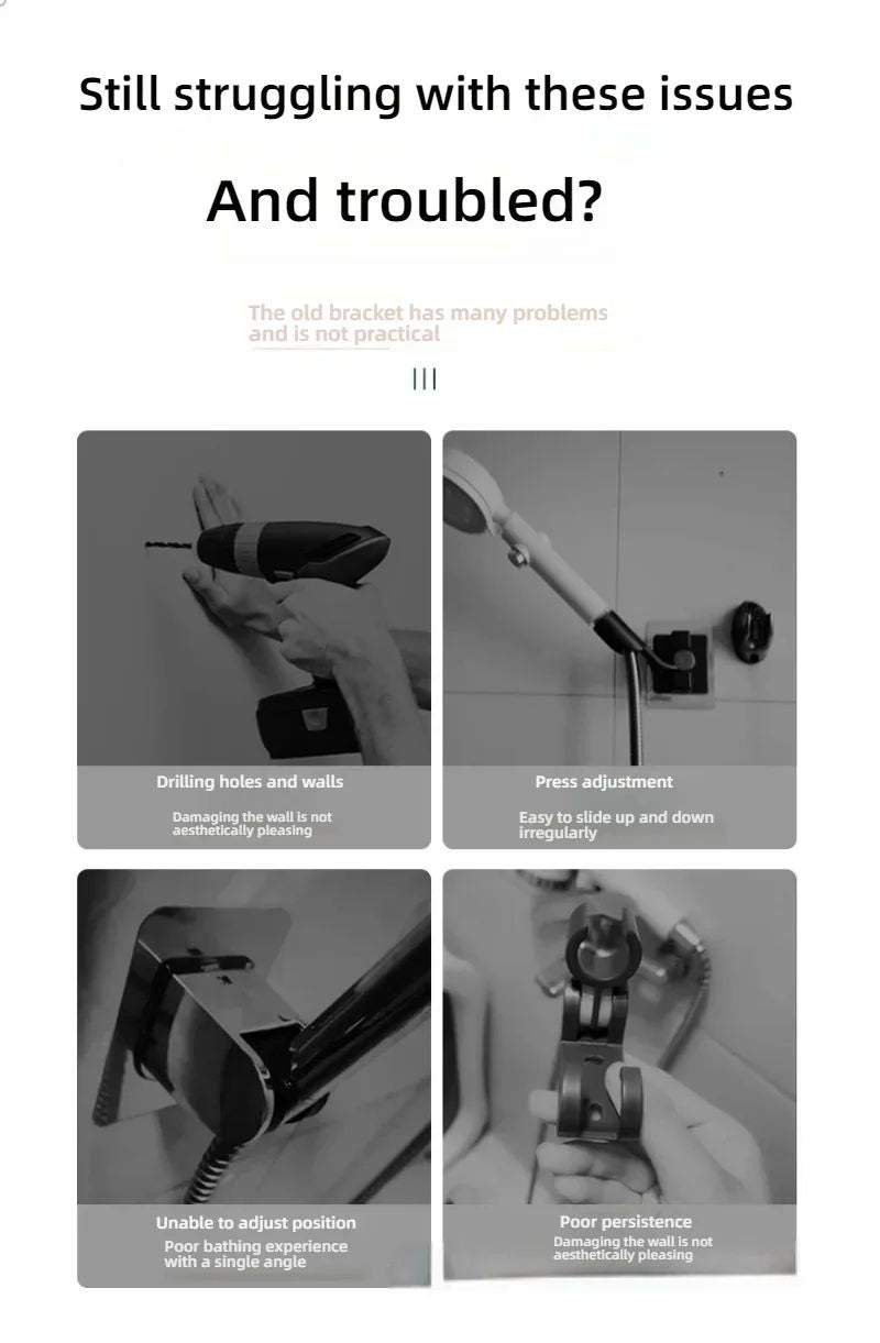 Adjustable Suction Cup Shower Head Holder  PunchFree Handheld Shower Bracket With MultiAngle Rotati 8