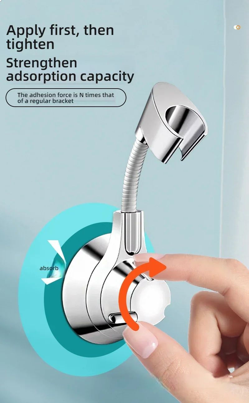 Adjustable Suction Cup Shower Head Holder  PunchFree Handheld Shower Bracket With MultiAngle Rotati 10