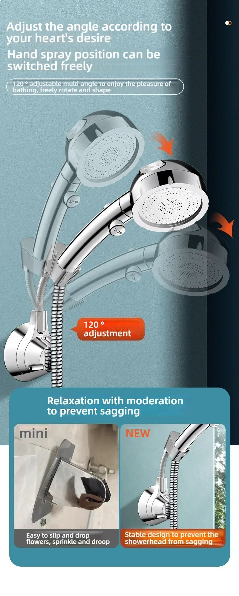 Adjustable Suction Cup Shower Head Holder  PunchFree Handheld Shower Bracket With MultiAngle Rotati 14