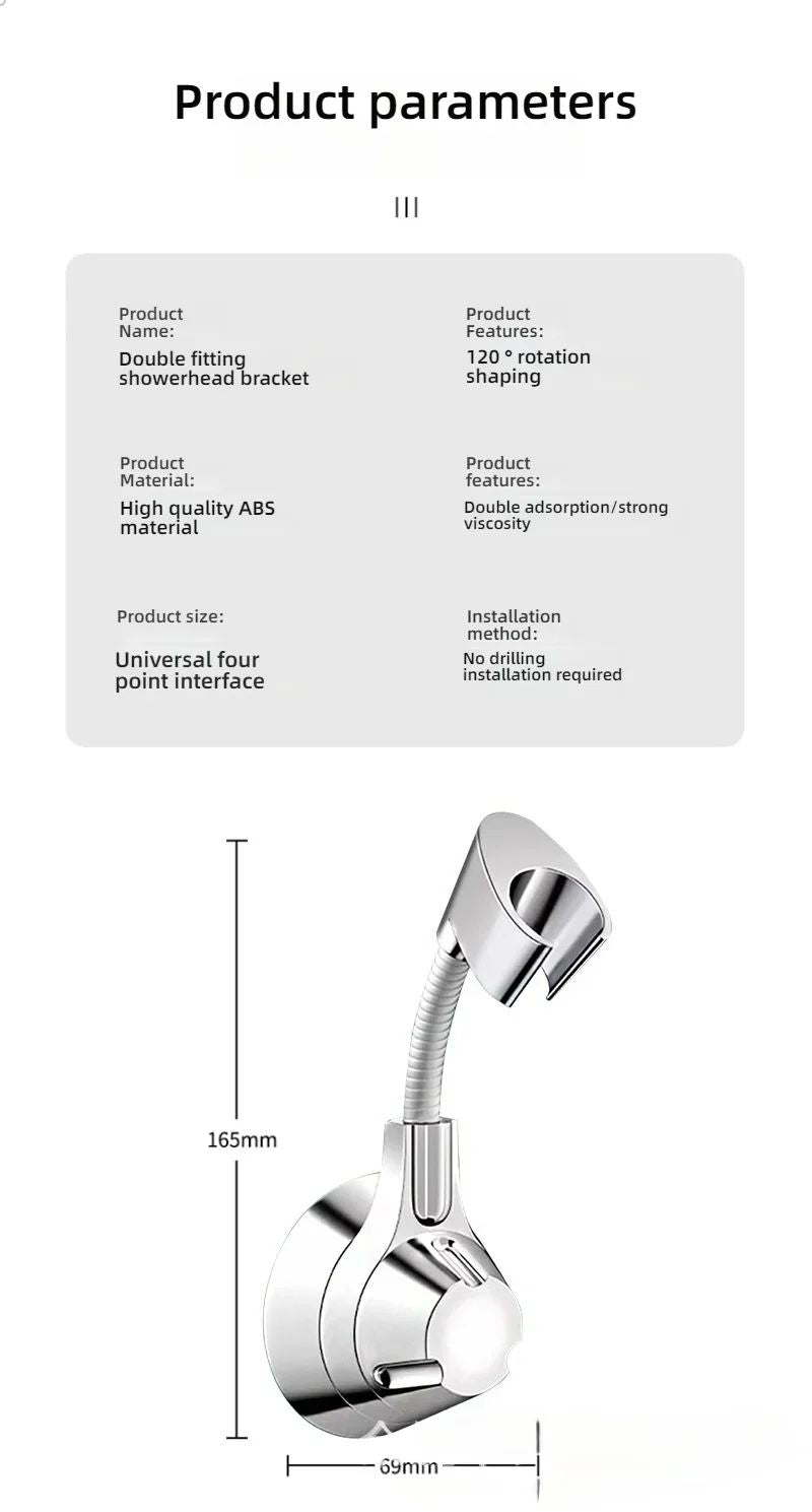 Adjustable Suction Cup Shower Head Holder  PunchFree Handheld Shower Bracket With MultiAngle Rotati 17