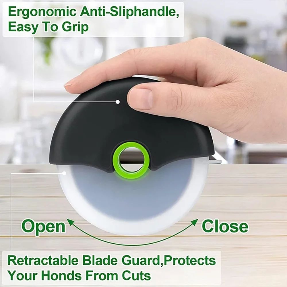 Premium Stainless Steel Pizza Cutter Wheel With Protective Blade Cover  Ergonomic Kitchen Pizza Cut 3