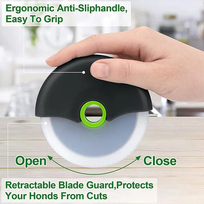 Premium Stainless Steel Pizza Cutter Wheel With Protective Blade Cover  Ergonomic Kitchen Pizza Cut 3