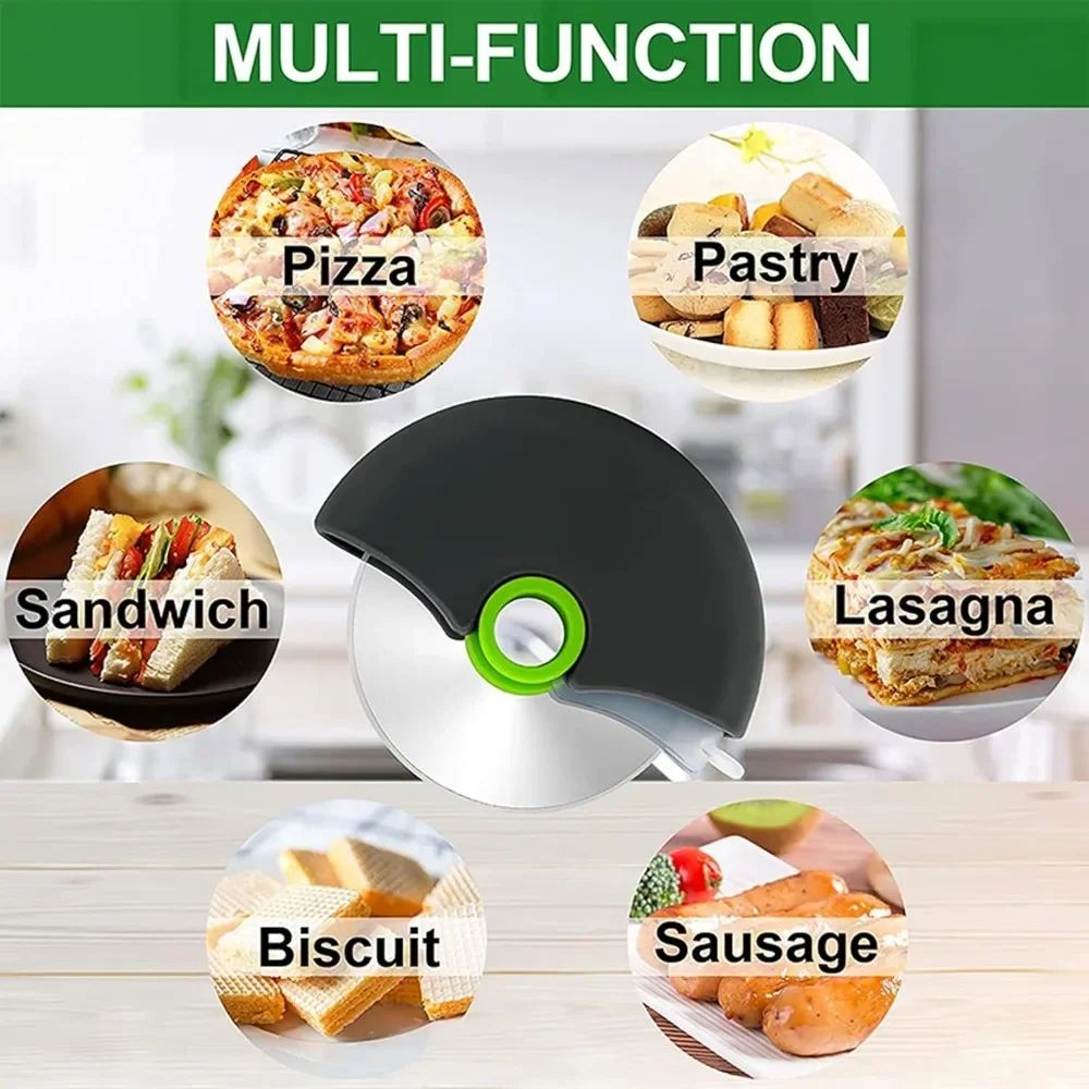 Premium Stainless Steel Pizza Cutter Wheel With Protective Blade Cover  Ergonomic Kitchen Pizza Cut 4