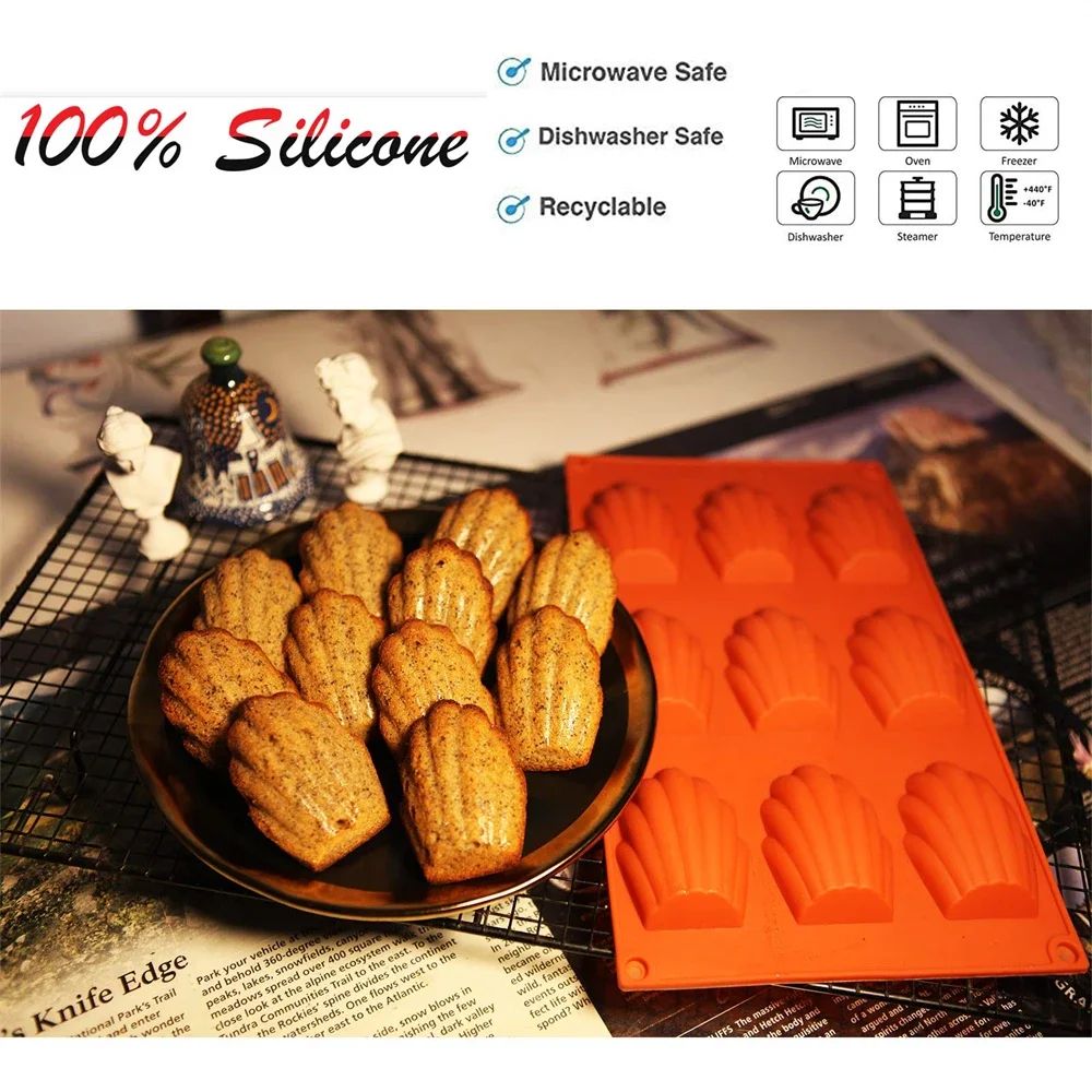 Premium Silicone Madeleine Mold Pan  9Cavity NonStick Baking Tray 2