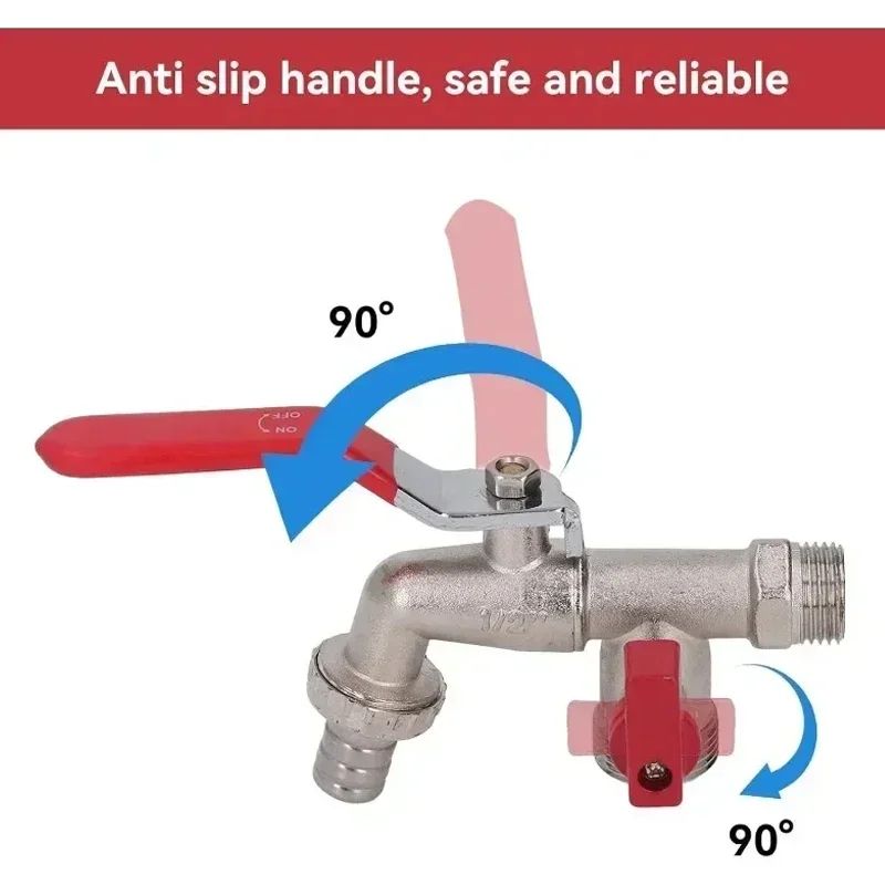 2in1 Double Valve Outdoor Garden Faucet  AntiFreeze Water Tap With Dual Outlets For Garden Hoses Pa 1