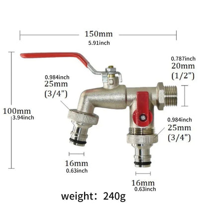 2in1 Double Valve Outdoor Garden Faucet  AntiFreeze Water Tap With Dual Outlets For Garden Hoses Pa 5