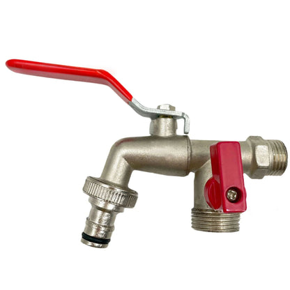 2in1 Double Valve Outdoor Garden Faucet  AntiFreeze Water Tap With Dual Outlets For Garden Hoses Pa 10