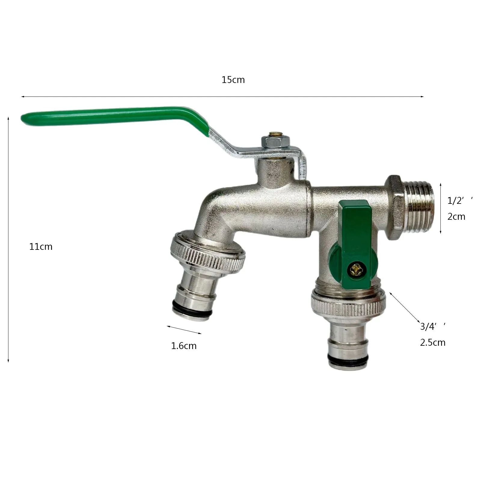 2in1 Double Valve Outdoor Garden Faucet  AntiFreeze Water Tap With Dual Outlets For Garden Hoses Pa 12