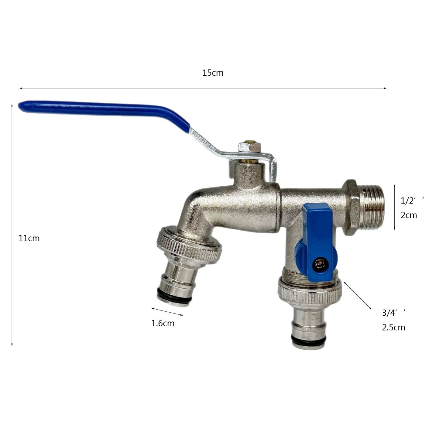 2in1 Double Valve Outdoor Garden Faucet  AntiFreeze Water Tap With Dual Outlets For Garden Hoses Pa 13