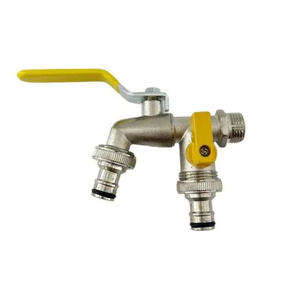 2in1 Double Valve Outdoor Garden Faucet  AntiFreeze Water Tap With Dual Outlets For Garden Hoses Pa 15