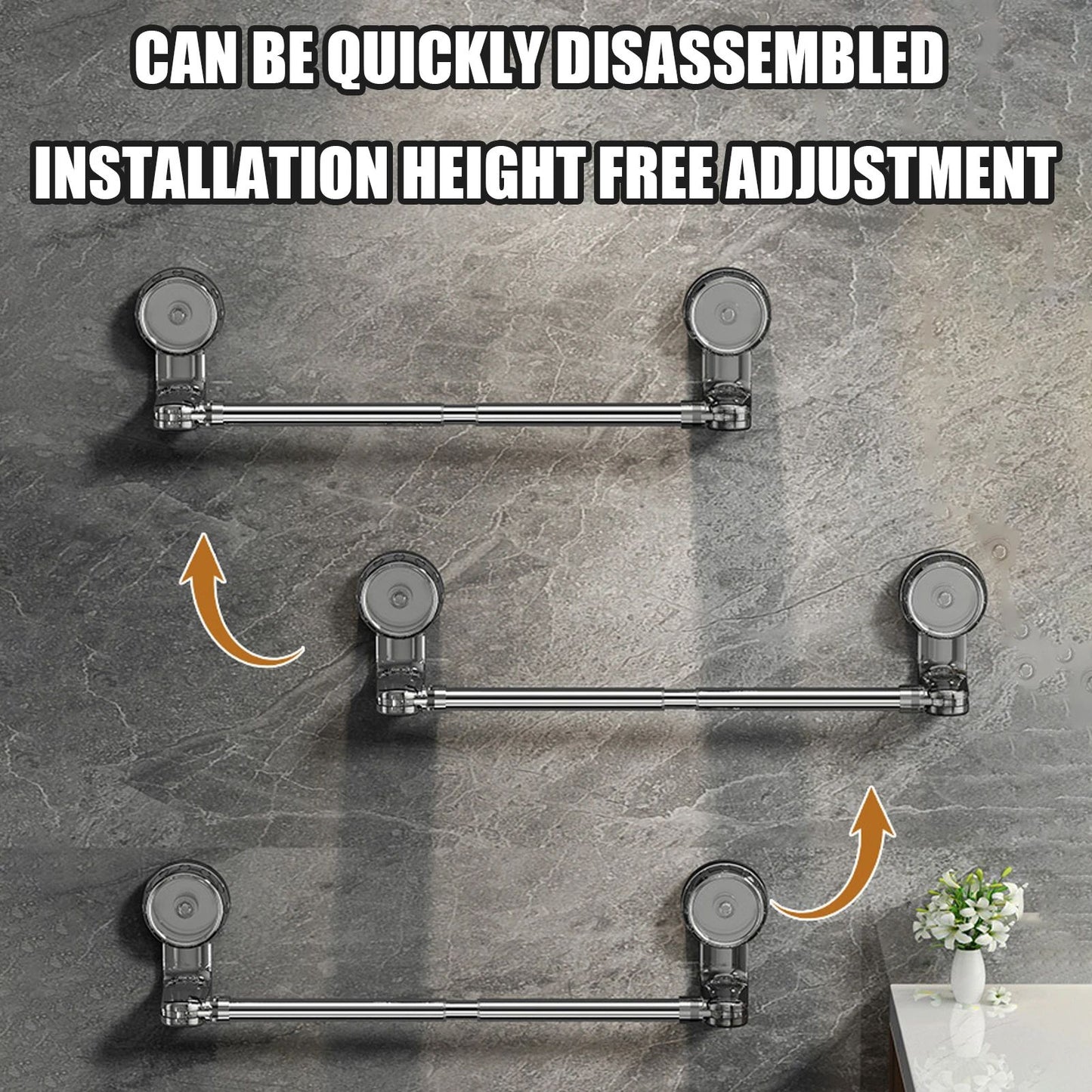 Retractable Suction Cup Towel Bar  3060cm  50100cm Adjustable NonPerforated WallMounted Single Rod  2