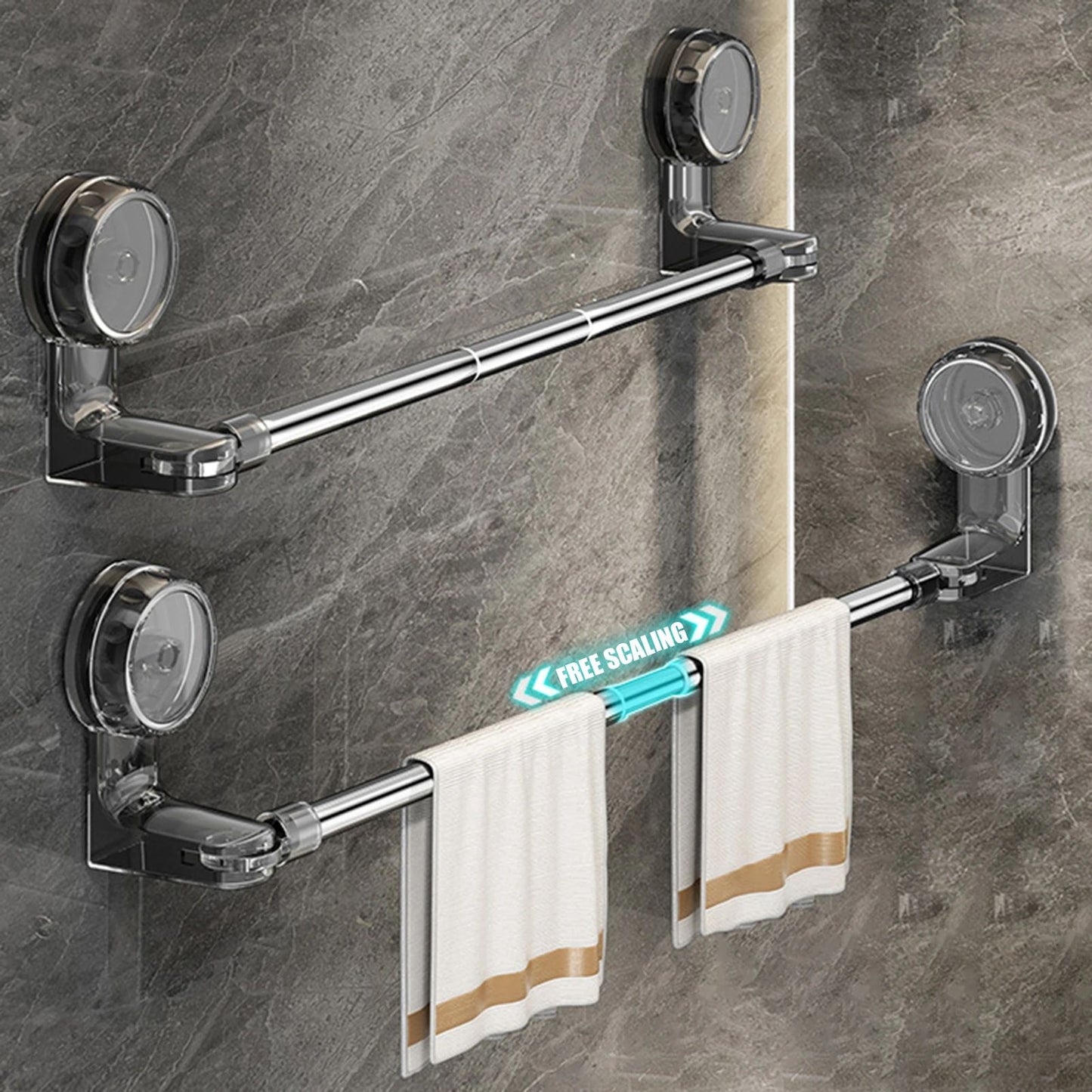 Retractable Suction Cup Towel Bar  3060cm  50100cm Adjustable NonPerforated WallMounted Single Rod  3