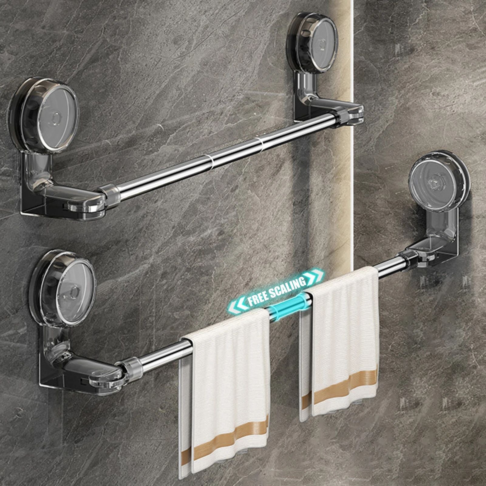 Retractable Suction Cup Towel Bar  3060cm  50100cm Adjustable NonPerforated WallMounted Single Rod  3
