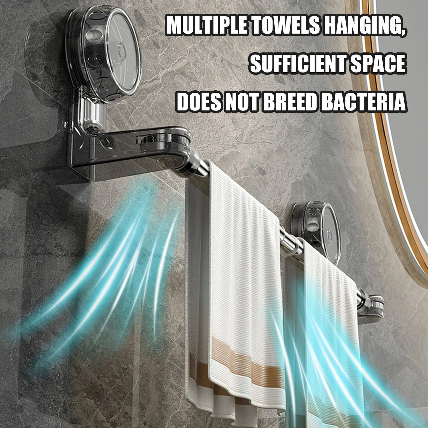 Retractable Suction Cup Towel Bar  3060cm  50100cm Adjustable NonPerforated WallMounted Single Rod  4