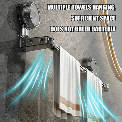 Retractable Suction Cup Towel Bar  3060cm  50100cm Adjustable NonPerforated WallMounted Single Rod  4