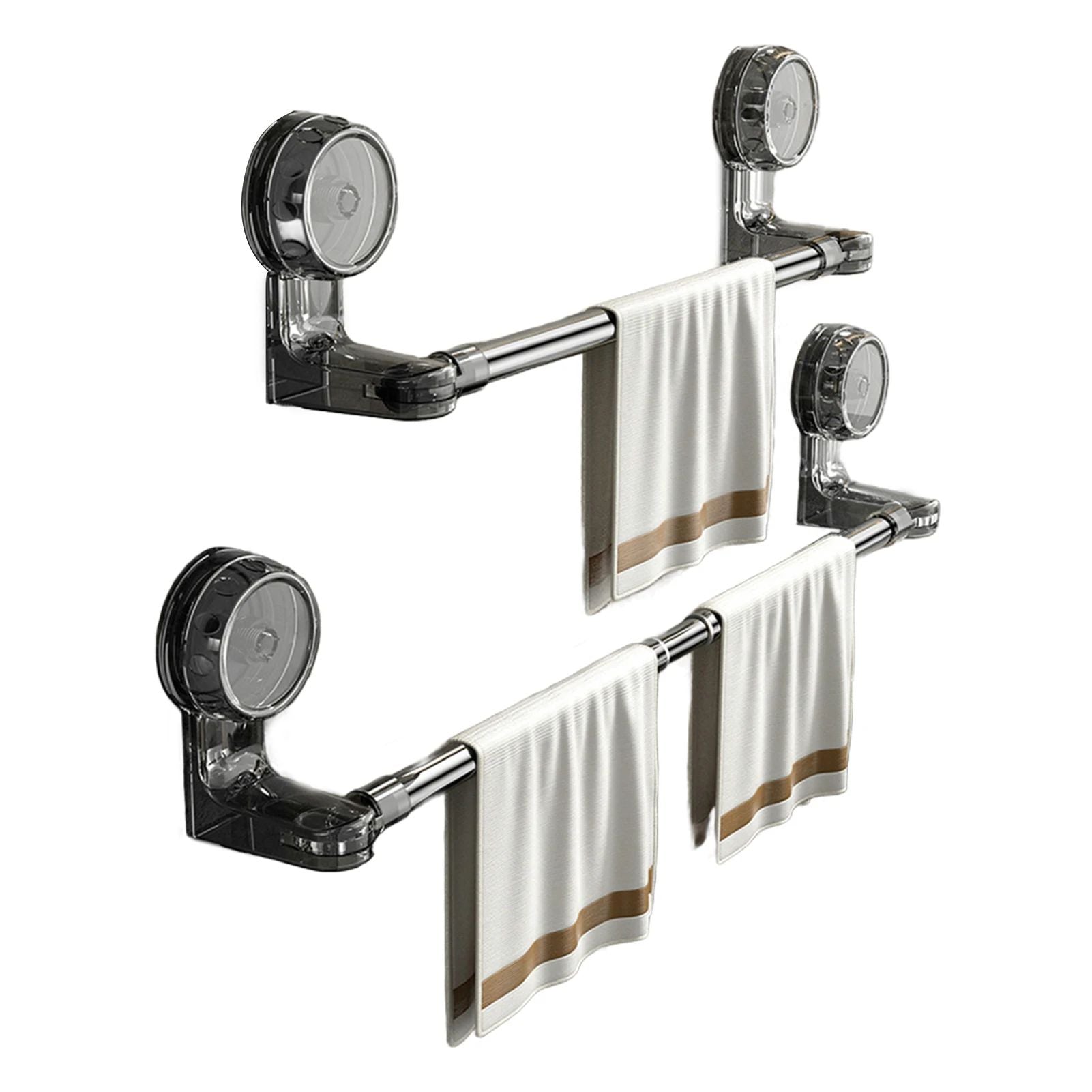 Retractable Suction Cup Towel Bar  3060cm  50100cm Adjustable NonPerforated WallMounted Single Rod  7