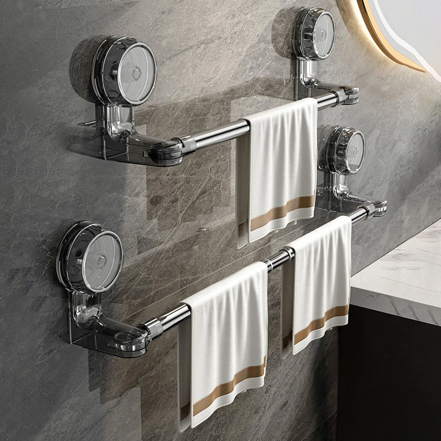 Retractable Suction Cup Towel Bar  3060cm  50100cm Adjustable NonPerforated WallMounted Single Rod  8