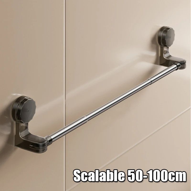 Retractable Suction Cup Towel Bar  3060cm  50100cm Adjustable NonPerforated WallMounted Single Rod  11