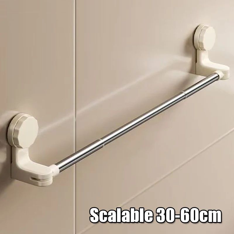 Retractable Suction Cup Towel Bar  3060cm  50100cm Adjustable NonPerforated WallMounted Single Rod  12