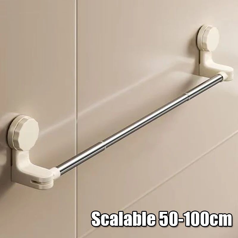 Retractable Suction Cup Towel Bar  3060cm  50100cm Adjustable NonPerforated WallMounted Single Rod  13