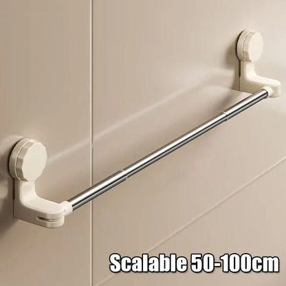 Retractable Suction Cup Towel Bar  3060cm  50100cm Adjustable NonPerforated WallMounted Single Rod  13