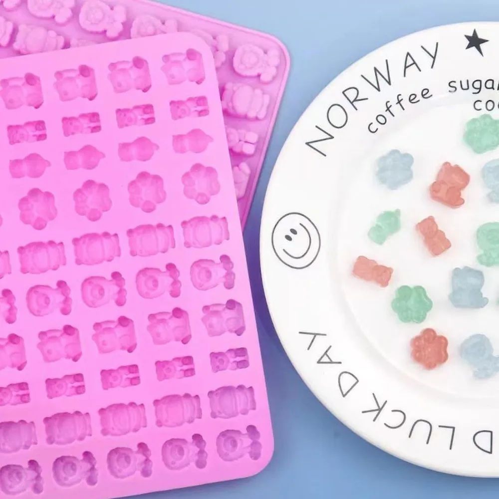 Premium 7Piece Silicone Candy Molds  Gummy Molds Set With Droppers  Reusable FoodGrade Baking Trays 2