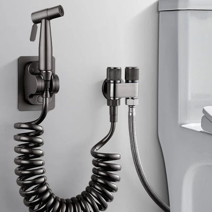 Stainless Steel Handheld Bidet Sprayer Set – Self-Cleaning Toilet Spray Head with No-Punch Installation for Bathroom